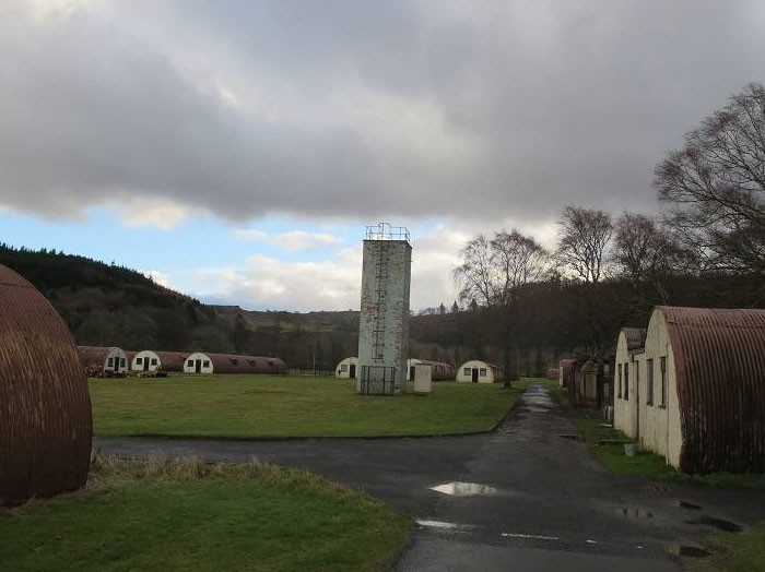 A Guard Tower overlooking Nissen Huts at Cultybraggan